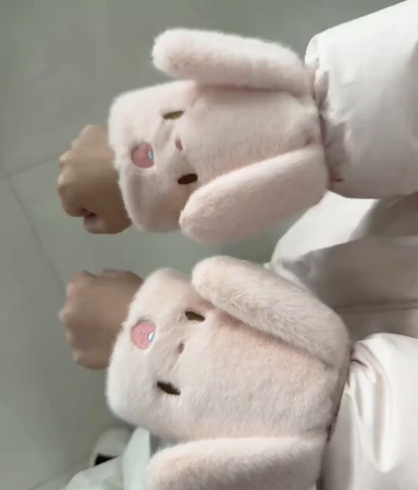 冬新款女生羽绒服防污袖套兔耳朵可爱学院风学生手袖保暖毛绒护袖