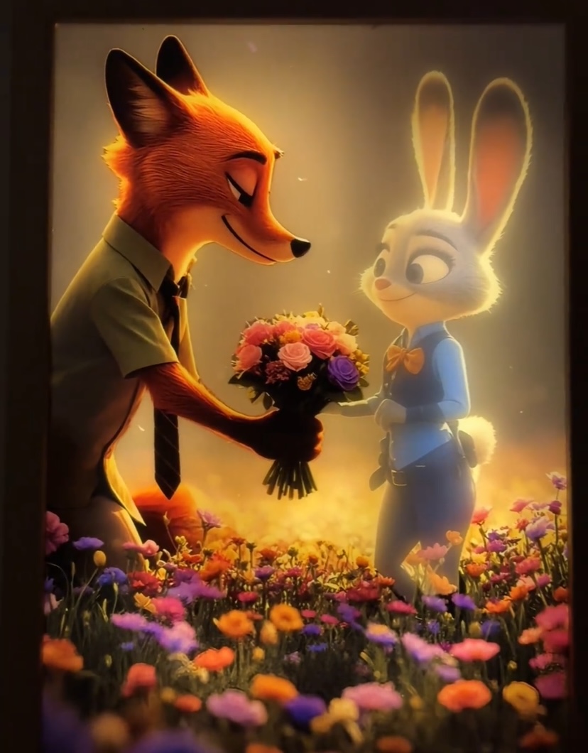 疯狂动物城朱迪灯光画周边宿舍摆台小夜灯房间相框小夜灯生日礼物