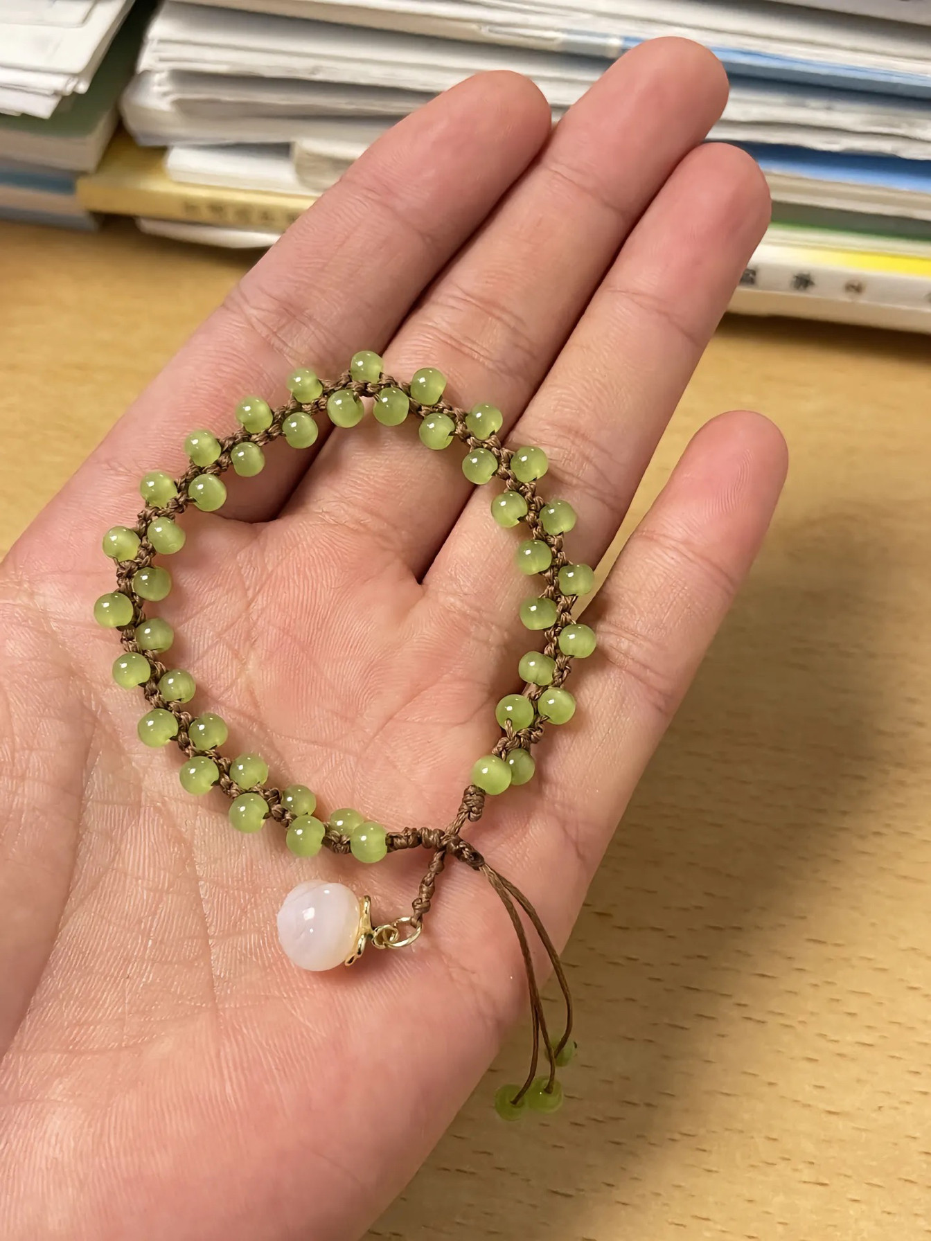 网红爆款成品森系绿葡萄蜜桃手串手工diy材料包桃桃手链生日礼物