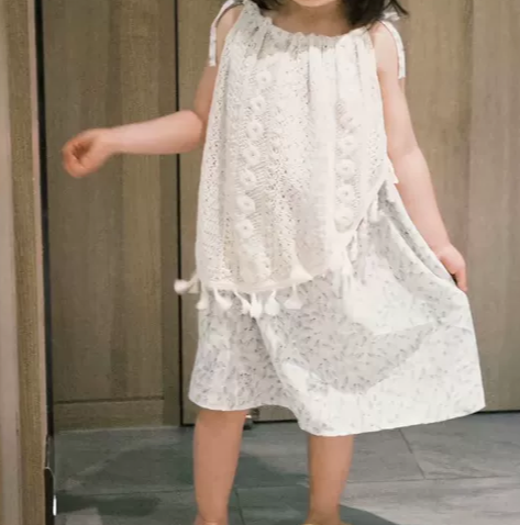 女童夏季连衣裙吊带2025新款儿童洋气夏装沙滩碎花裙子吊带裙