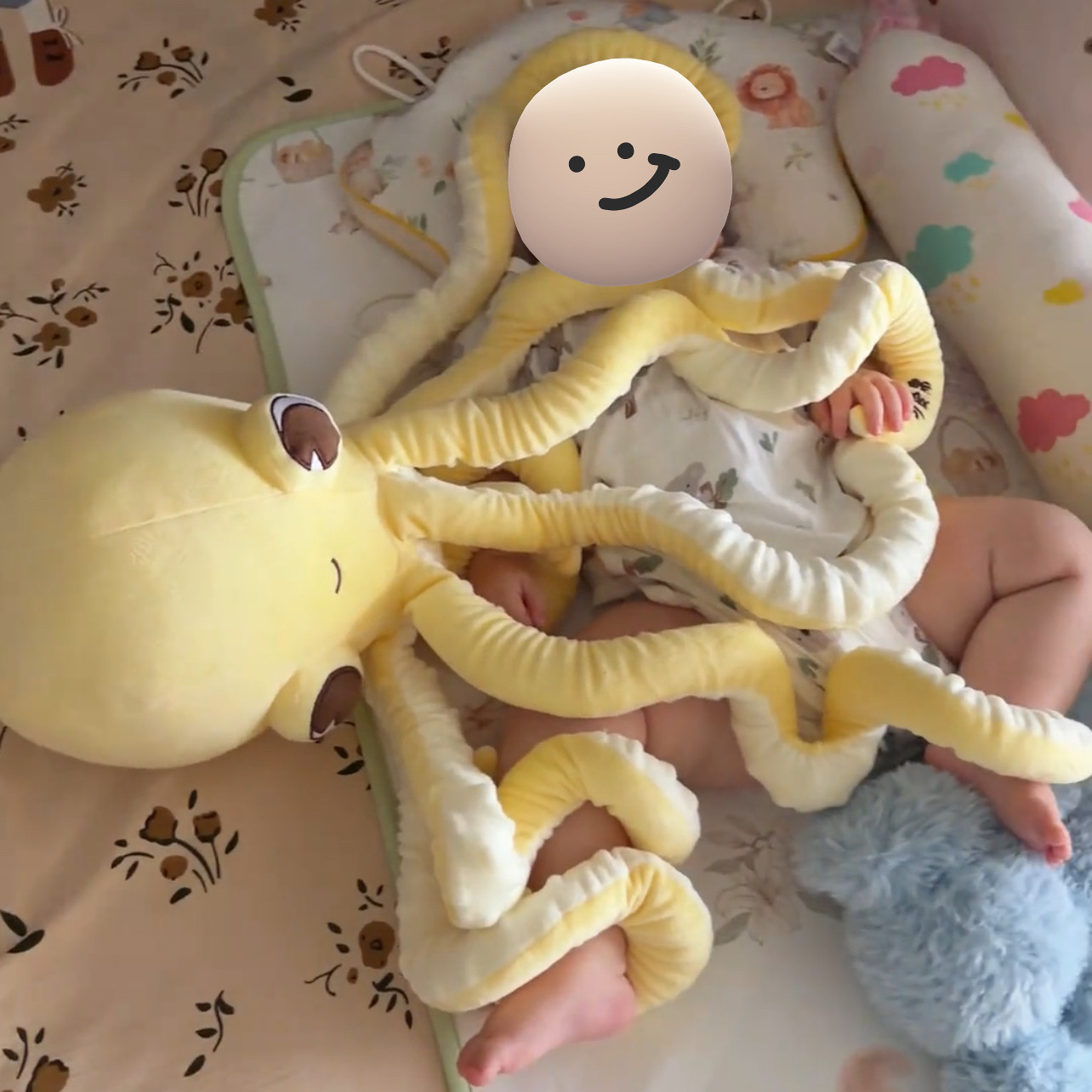 安抚哄睡杏仁黄公仔娃娃毛绒八爪鱼可爱棉章鱼阿姨婴儿抱睡玩偶
