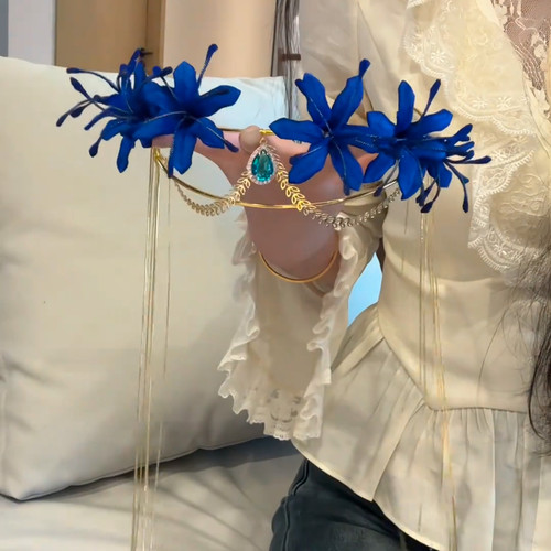 皇冠手工diy材料包创意自制送女友发冠蓝色桂冠彼岸花扭扭棒