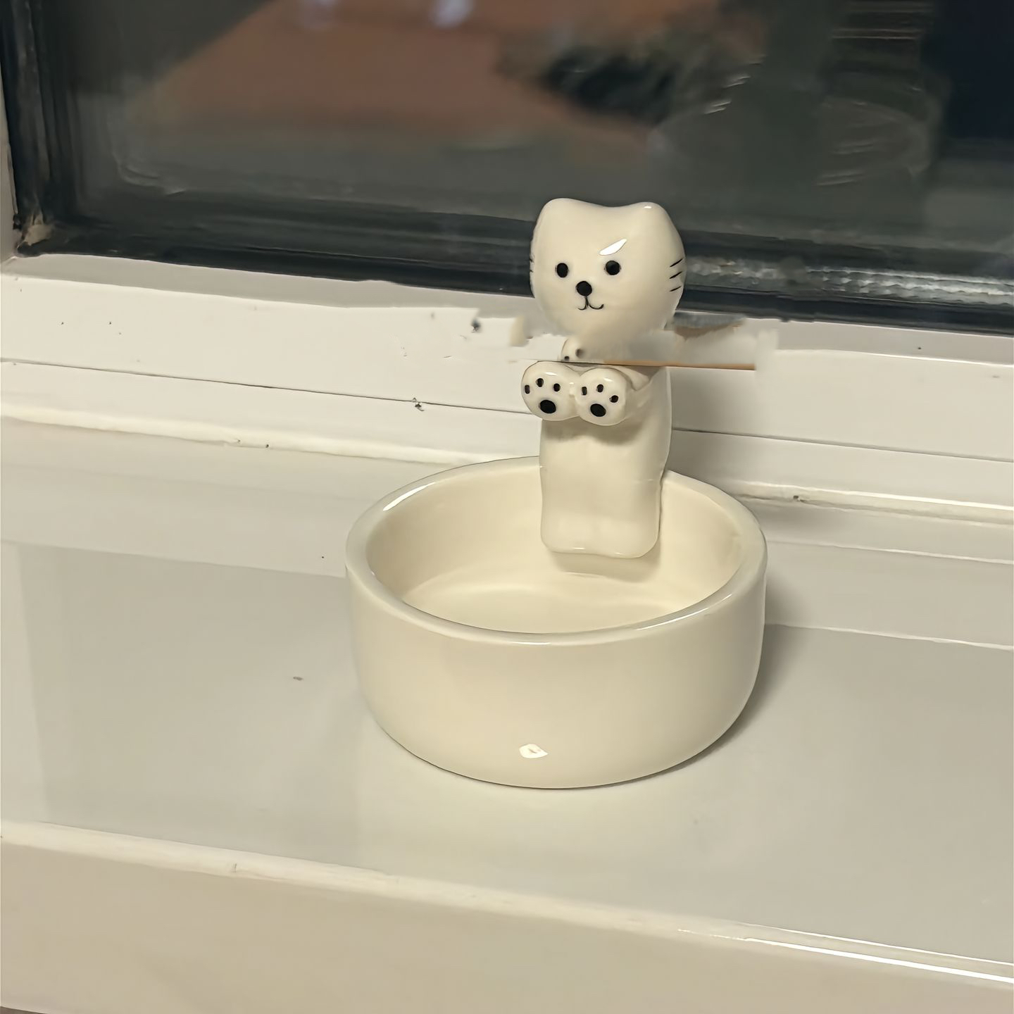 可爱烤手小猫咪陶瓷烟灰缸礼盒装高颜值玄关卧室烛台摆件礼物