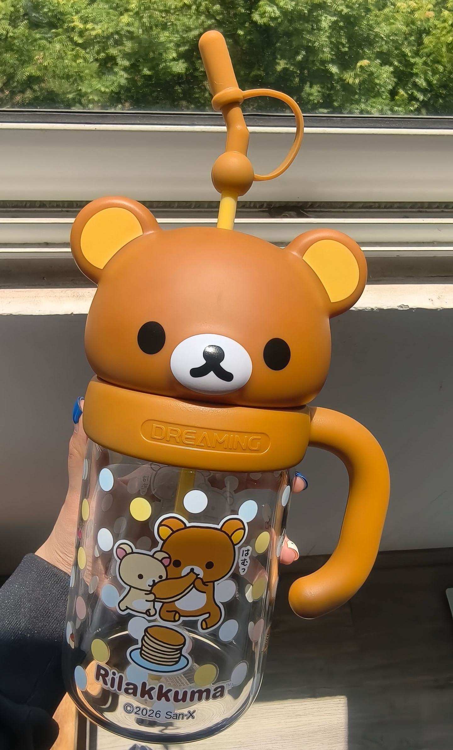 小熊双饮杯1050ml可爱2026吸管水杯携带咖啡杯透明卡通立体杯子