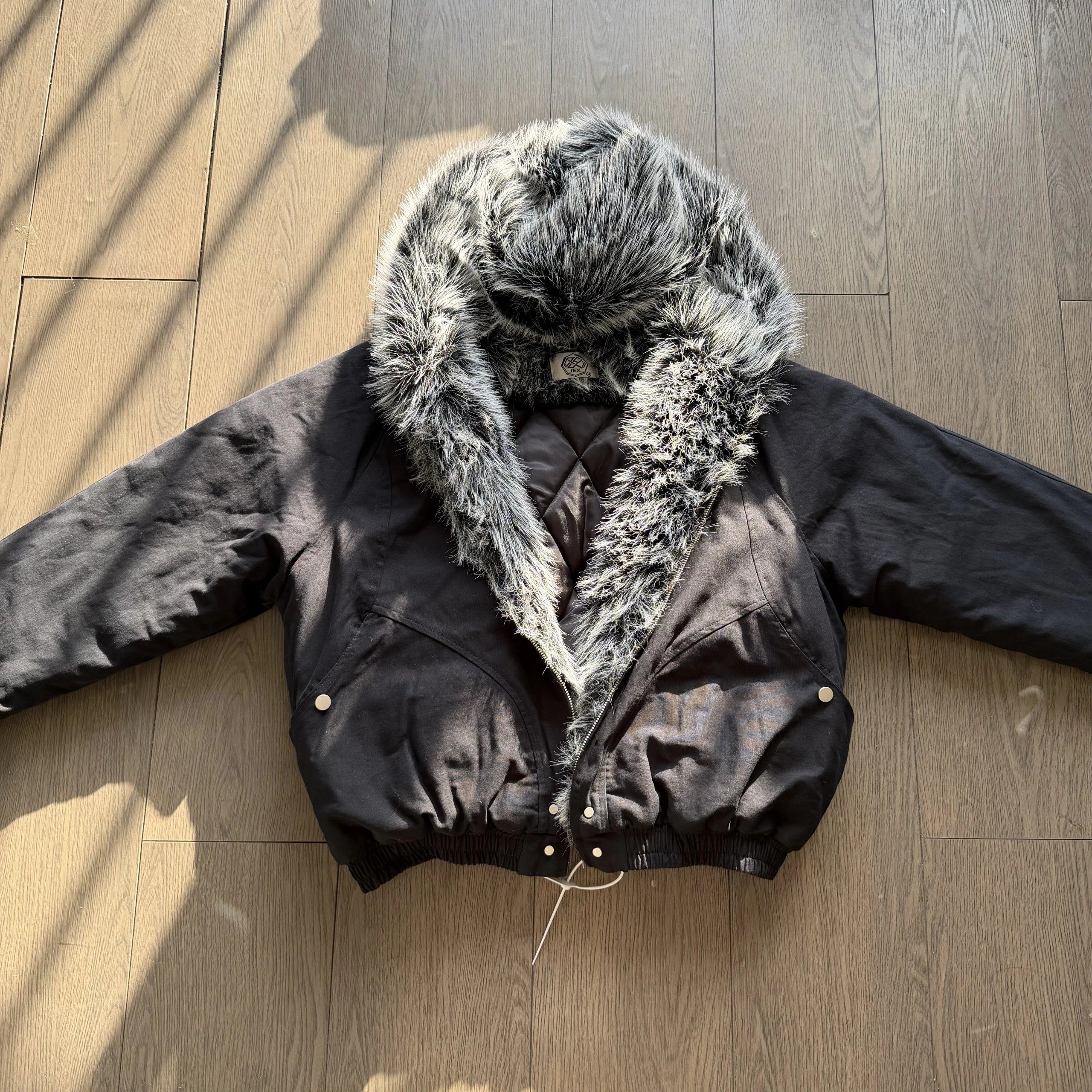 纪璇JeX自主雪花狼毛黑座山雕毛领短款连帽夹克cleanfit潮牌,男装,夹克,淘宝优惠券,粉丝福利购,淘宝优惠卷