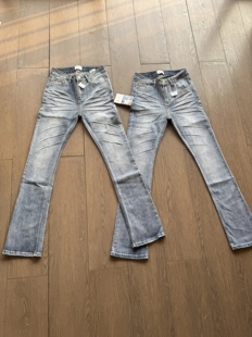 纪璇JeX自主原创立体猫须褶皱蓝牛完美版 型银蓝色水洗