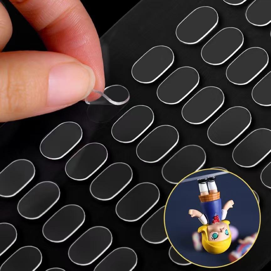 无痕双面胶不伤墙纳米点胶透明高粘度强力固定墙面挂画贴喜字泡泡玛特车载盲盒脚贴不倒胶粘海报汽车摆件胶贴