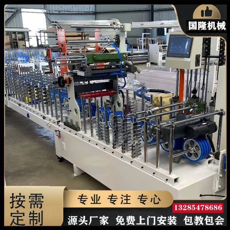 pur热熔胶木塑复合墙板包覆机 55加仑熔胶机 600型竹木纤维覆膜机
