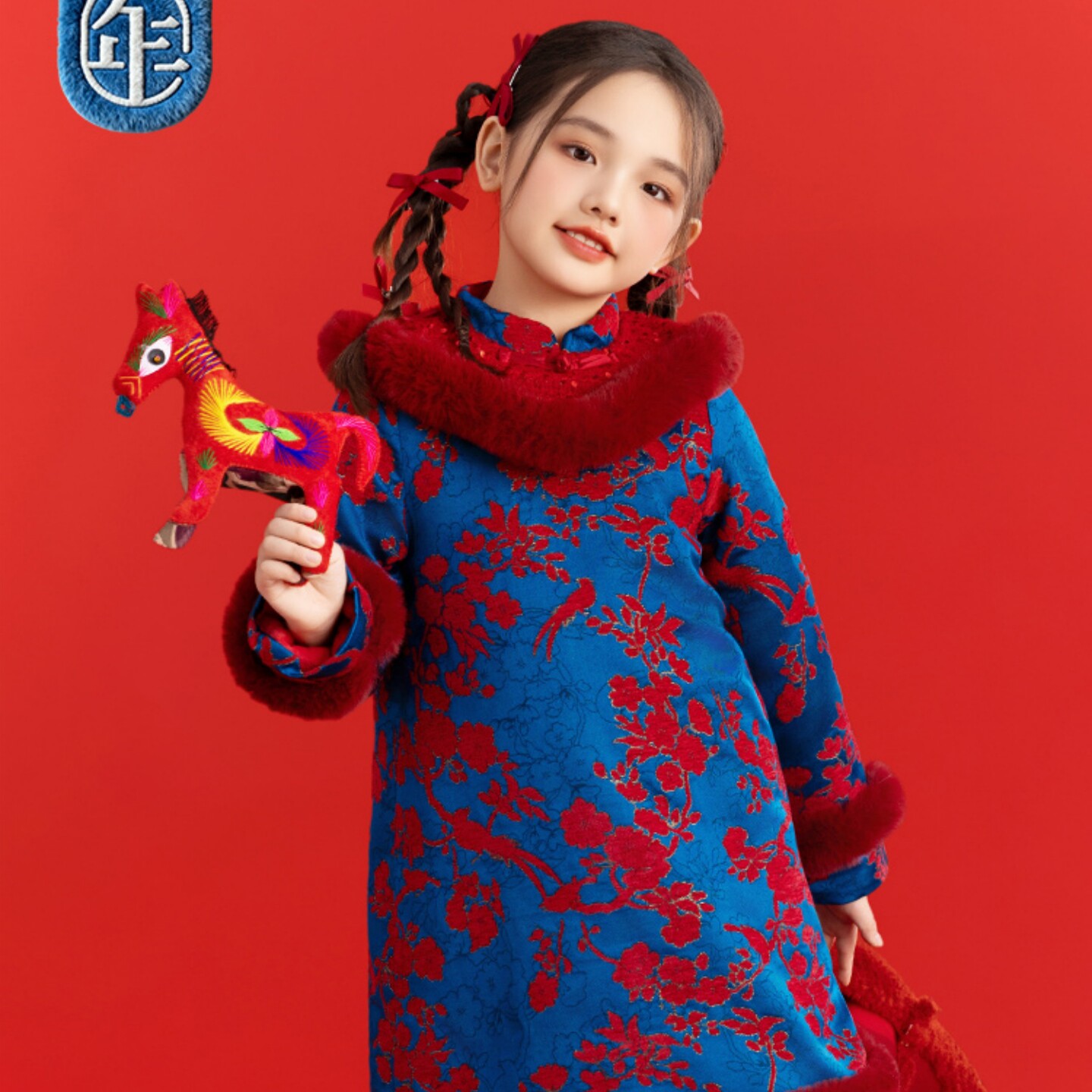 年衣童装儿童夹棉旗袍冬季新品女童中式连衣裙云肩旗袍裙新年年服