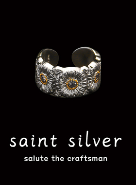 布契GD权志龙戒指同款小雏菊戒指925银戒指镶钻开口食指韩风情侣