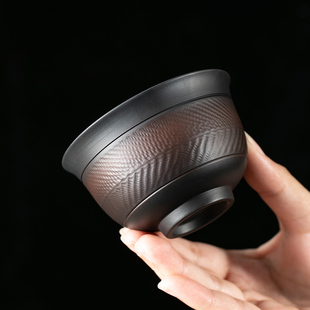 紫陶茶杯主人杯高端紫砂功夫茶具品茗杯大号防烫纯手工单杯泡茶杯