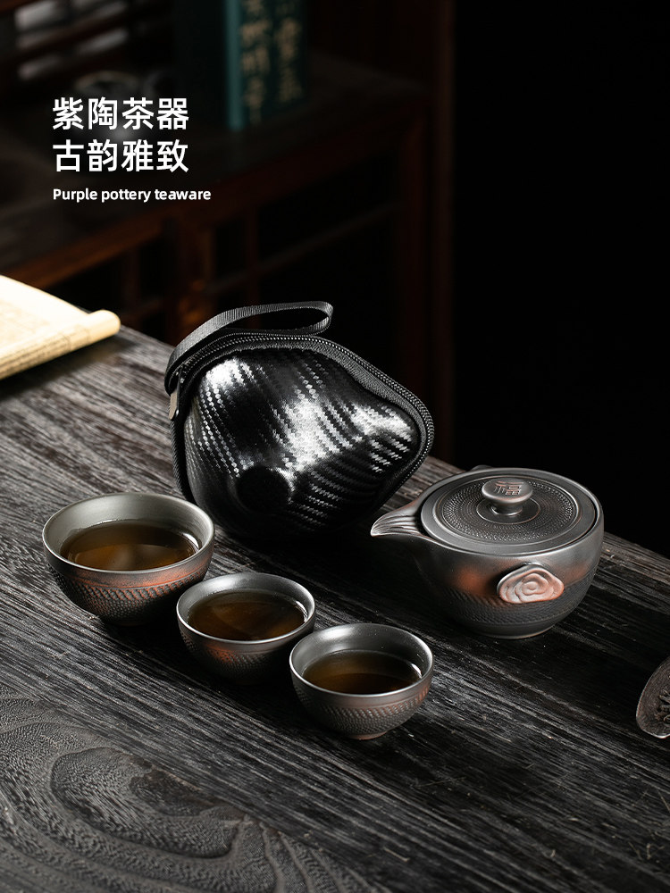 紫陶茶壶单个手抓壶陶瓷泡茶器家用盖碗茶杯大容量不烫手紫砂茶具