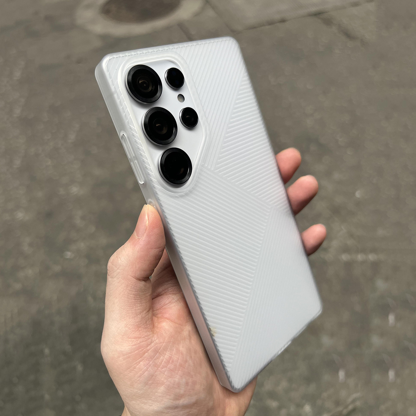 高级感奢华个性几何条纹磨砂冰雾硬壳适用三星s25Ultra手机壳大孔亚克力硬壳s24Ultra极简好看男女百搭新款潮