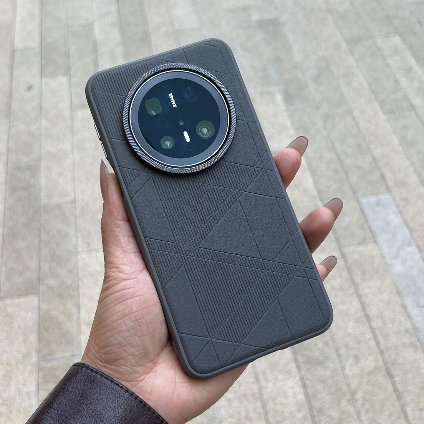 个性灰几何菱型拼接钛灰色金属适用vivoX300手机壳200promini防滑OPPOFindx9pro新x8s+硬x7Ultra一加15/ace6