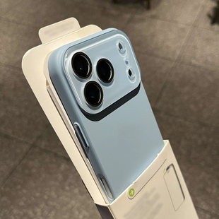 硬 13纯色12 青雾蓝极简水晶镜头膜肤感亚克力超薄适用苹果17Promax手机壳Air全包防摔iPhone16 15plus金属14