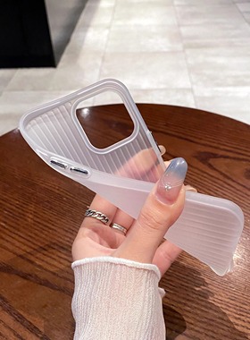 【瓦楞光栅，硅胶软壳】淬炼2.0冰雾磨砂白透明条纹行李箱适用小米15/13手机壳14ultra全包防摔13pro新14Pro