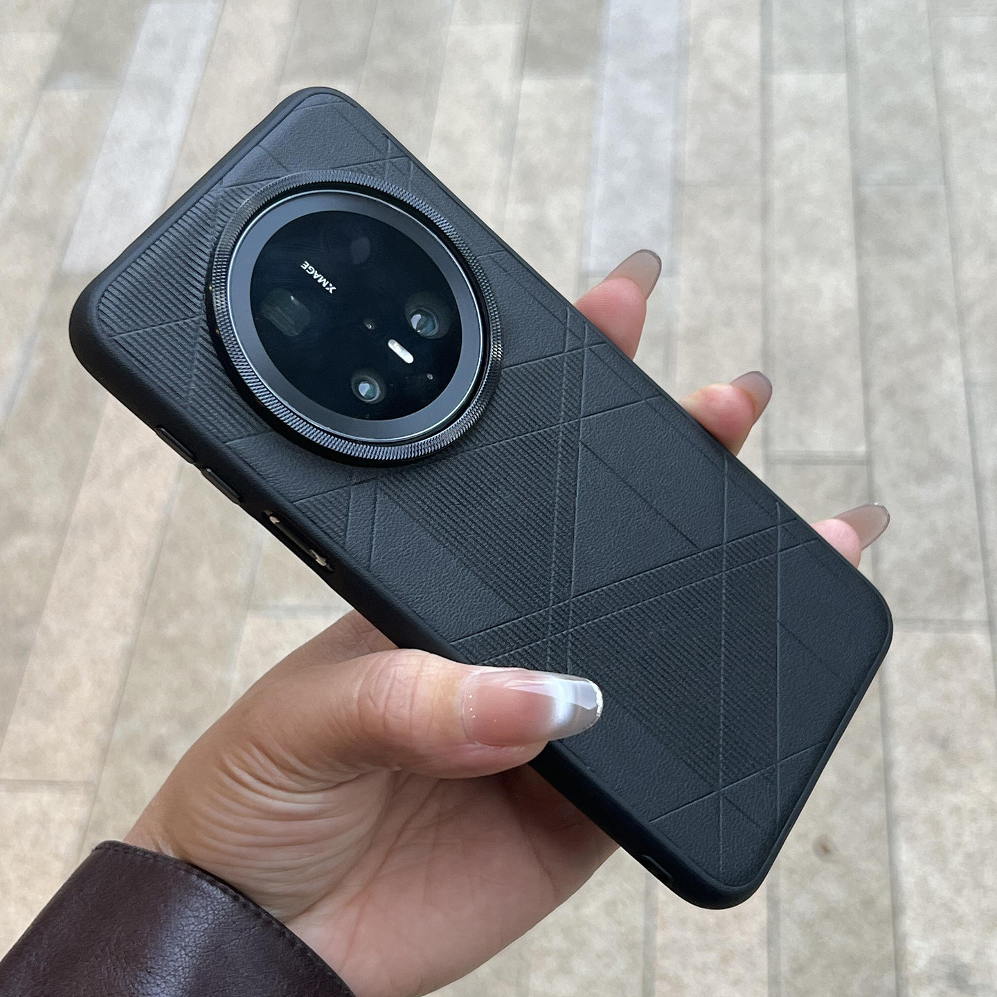 个性黑几何菱型拼接钛灰色金属适用vivoX300手机壳200promini防滑OPPOFindx9pro新x8s+硬x7Ultra一加15/ace6