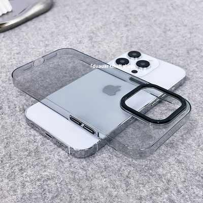 【真不会黄】高级感金属镜框透明黑硬壳15小米14手机壳13大孔14Pro简约纯色小清新Pro奢华纯硬边无感套新适用