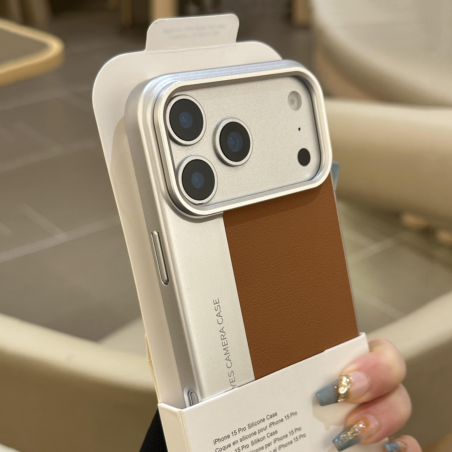 轻奢荔枝皮纹相机拼接适用iPhone苹果17Promax手机壳小米15pro金属电镀14Ultra新款13商务男士素皮耐脏防滑男