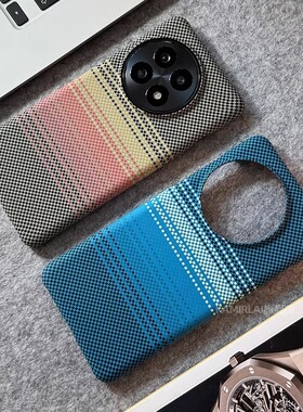 月升日落碳纤维凯夫拉纹理浮雕手感适用一加Ace5pro手机壳1+13/12半包ace2pro超薄无边框散热Oneplus13硬外套