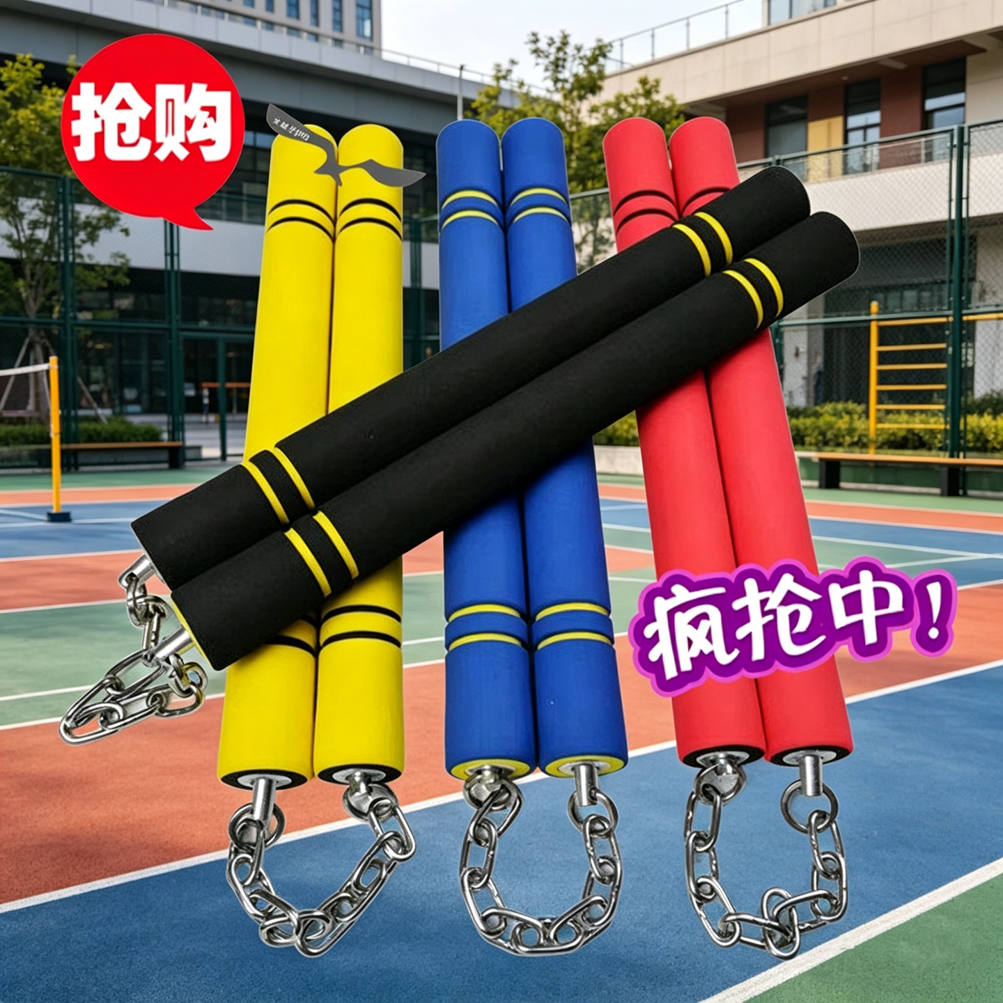 儿童安全海绵双截棍青少年双节棍训练表演成年专用实战武术双节棍