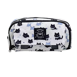 2024新款雪地小猫大容量创意翻盖笔袋少女心高颜值小清新文具盒多层收纳袋初中女生小众多功能铅笔盒儿童笔袋