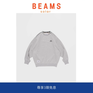 BEAMS日系宽松 SOLAR SWEATER纯棉字母休闲运动套头卫衣 现货