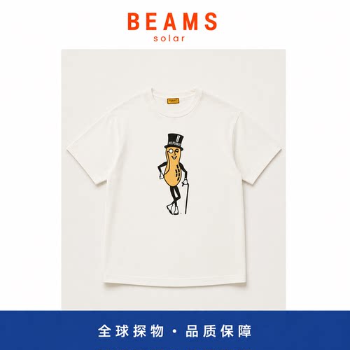 【SOLAR BEAMS】花生先生绅士短袖T恤宽松圆领竹节棉上衣潮