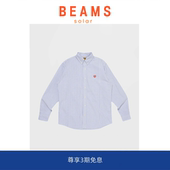 休闲宽松男女情侣长袖 BEAMS日系复古爱心刺绣衬衫 现货 SOLAR