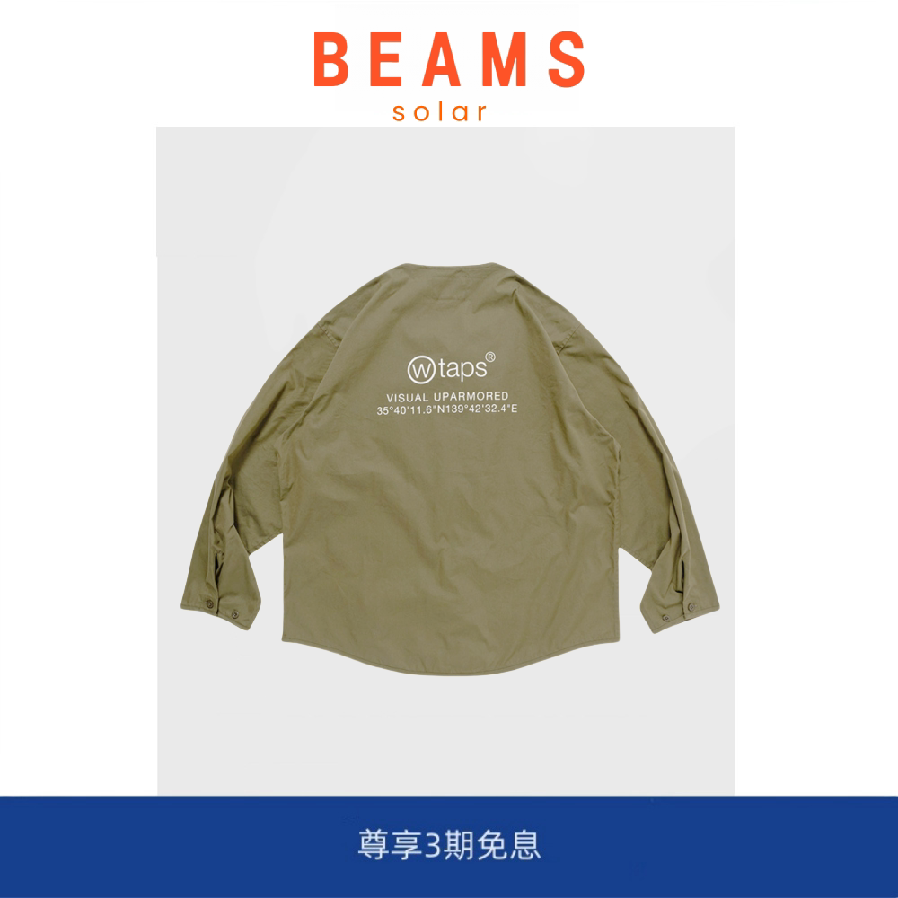 【现货】SOLAR BEAMS无领长袖衬衫休闲宽松百搭纯色长袖上衣外套图片