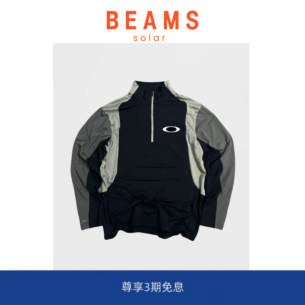【现货】SOLAR BEAMS古着户外拼色半拉链拼接运动短袖速干长袖T恤