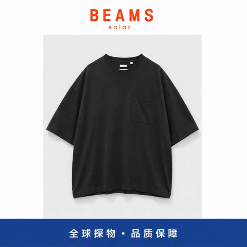 【SOLAR BEAMS】日系潮牌OALL 天竺全棉落肩宽松休闲口袋短袖T恤