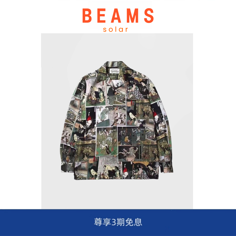 【现货】SOLAR BEAMS 18aw百鬼夜行 浮世绘宽松夏威夷长袖衬衫男