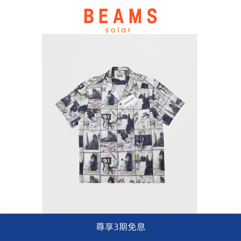 【现货】SOLAR BEAMS艺枝晴雨紧缚水墨画荒木经惟夏威夷短袖衬衫