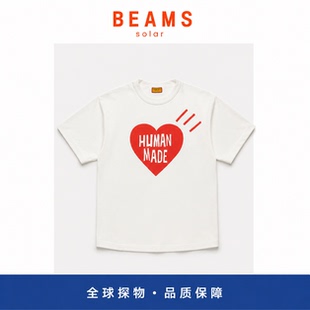 【SOLAR BEAMS】爱心字母短袖T恤日系休闲宽松圆领竹节棉