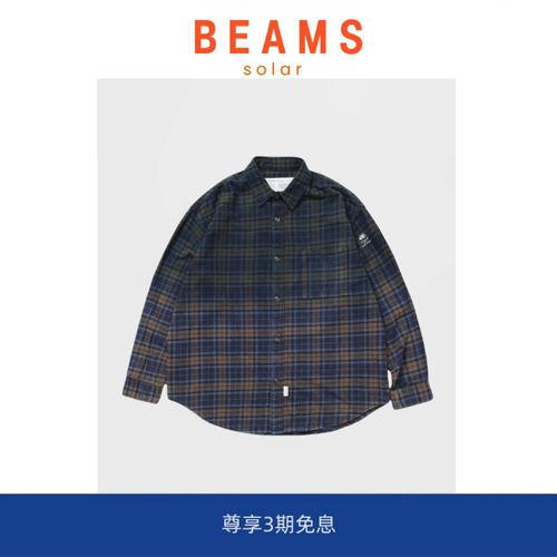 【现货】SOLAR BEAMS CHECKED SHIRT 吊染水洗做旧格子长袖衬衫潮