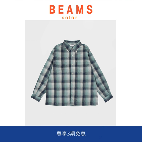 【SOLAR BEAMS】娜娜米卡25s珠地布格纹口袋工装衬衫休闲宽松衬衣
