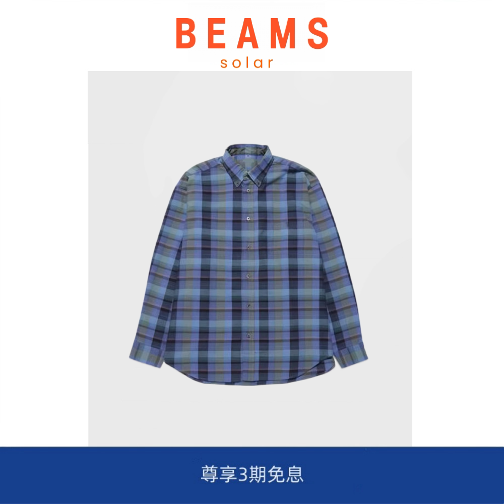 【SOLAR BEAMS】日系廓形剪裁“紫标款格子”宽松型机能衬衫外套图片