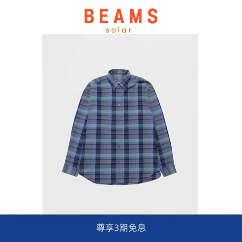 【SOLAR BEAMS】日系廓形剪裁“紫标款格子”宽松型机能衬衫外套