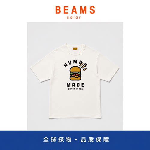 【SOLAR BEAMS】夏季潮牌汉堡包图案竹节棉短袖T恤宽松男女款