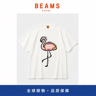 【SOLAR BEAMS】火烈鸟短袖T恤趣味宽松圆领穿搭竹节棉上衣T