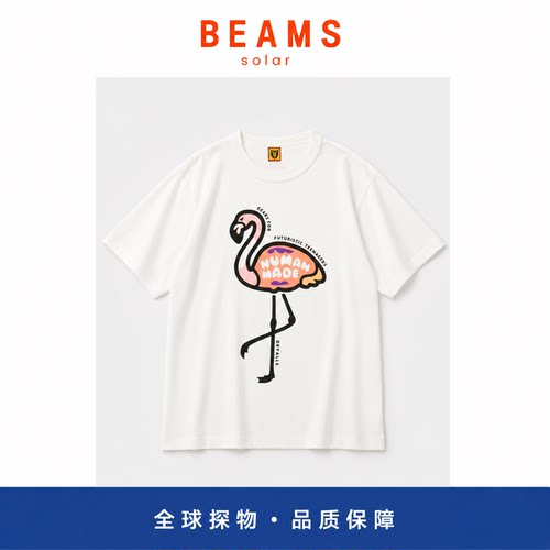 【SOLAR BEAMS】火烈鸟短袖T恤趣味宽松圆领穿搭竹节棉上衣T
