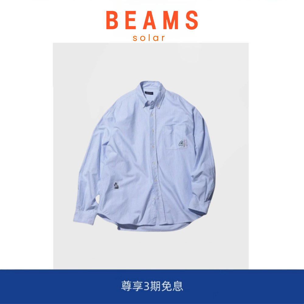 【5折现货】SOLAR BEAMS 日系长谷川条纹衬衫长袖休闲宽松衬衣