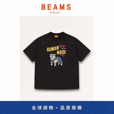 【SOLAR BEAMS】 GRAPHIC新款竹节棉圆筒斗牛犬字母印花短袖