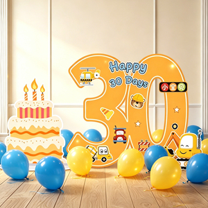 卡通汽车数字生日布置kt板