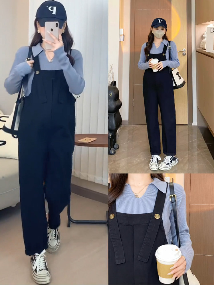 임산부 작업복 정장 바지 봄 가을 새로운 겉옷 가을 패션 캐주얼 레깅스 대형 바지 가을 착용