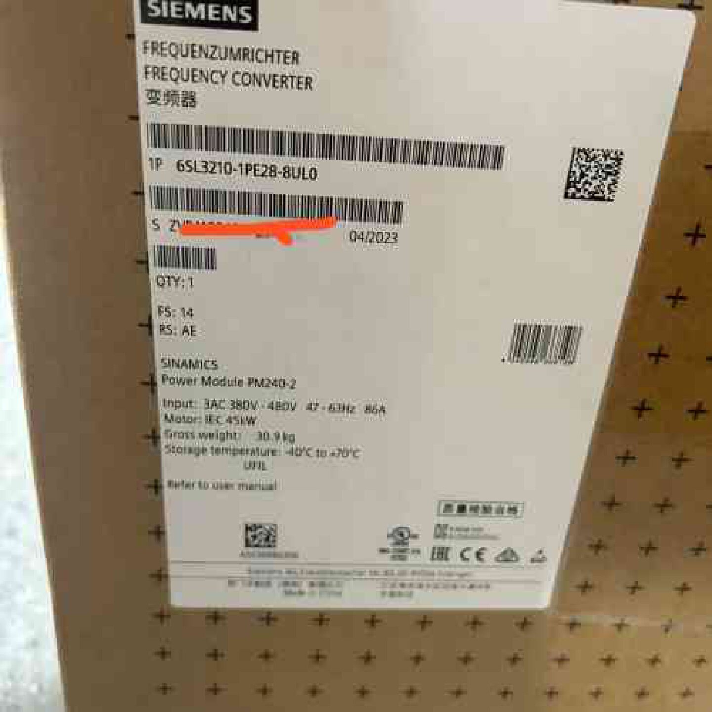 议价6SL3210-1PE28-8UL0 西门子变频器，带SIN