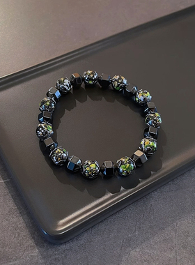 男女黑胆石潮流个性彩色手链