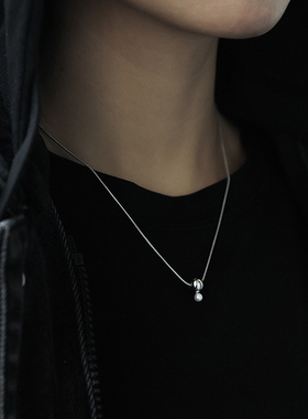 钛钢蛇骨链男女圆珠吊坠项链新款