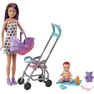 美国进口Barbie Babysitters芭比娃娃玩偶仿真过家家礼物 Skipper